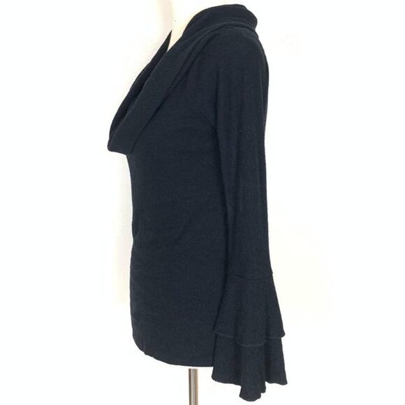 Chaser Rib Off Shoulder Cowlneck Knit Top Medium Bell Sleeve - Picture 2 of 7